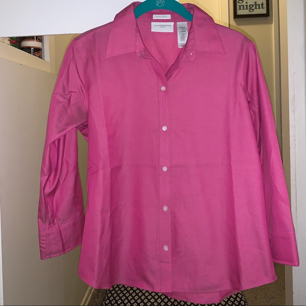 Liz Claiborne Petite Rosy Pink Buttoned Down Blous